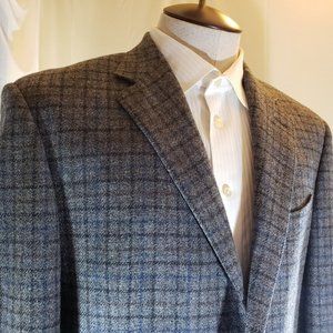 Canali S/C Gray- Plaid 2Btn-SV Wool Cashmere Blend